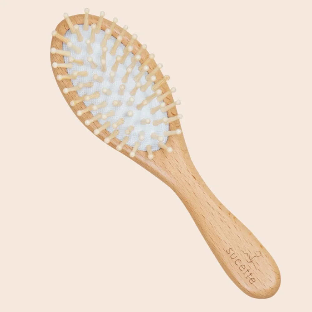 My Sucette Natural Wooden Baby Hair Brush and Comb Set 3pc - Goat hair - NEW